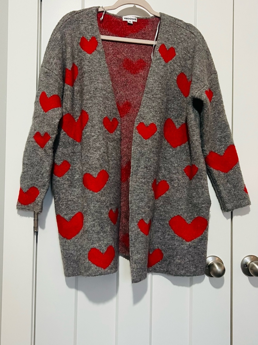 Vigoss Red and Gray Knit Sweater